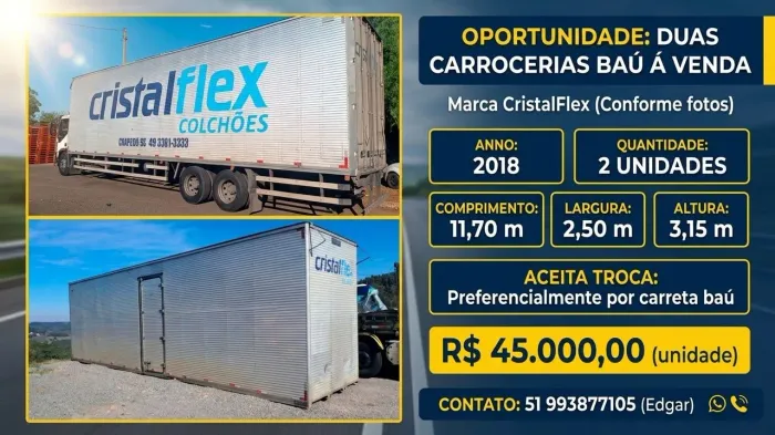 bau de 11 metros e 70 a venda