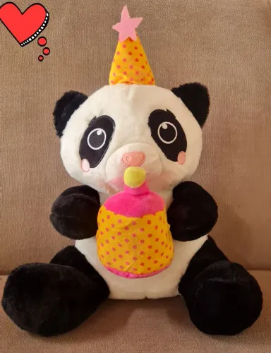 Pelúcia panda de aniversário nova 30 cm