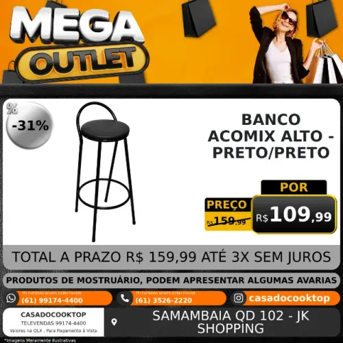 BANCO ACOMIX ALTO - PRETO/PRETO 10.106.02.102
