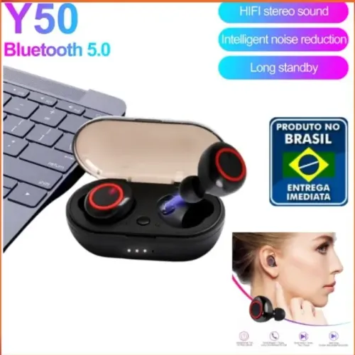 Fone De Ouvido Sem Fio Erdots Y50 TWS Bluetooth 5.0 Com Microfone Touch Fones Para IOS e A
