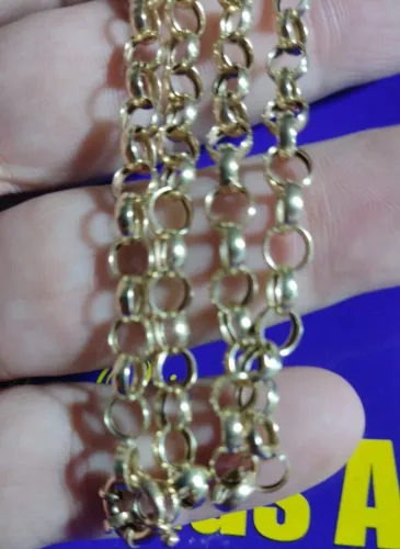 Cordão Elos Português Modelo Oco Ouro 18 Kilates Peso 9.30 Gramas 51 Cm 5.1 mm            