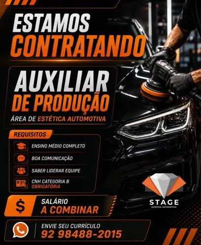 ESTAMOS CONTRATANDO AUXILIAR DE PRODUÇÃO