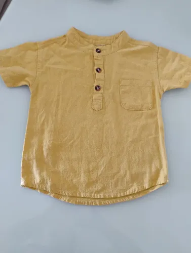 Camisa Manga Curta com Bolso e Botões