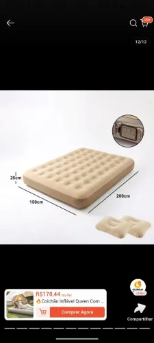 COLCHÃO CASAL QUEEN+ BATERIA DE LÍTIO (INFLA SOZINHO!) NOVO NUNCA USADO!