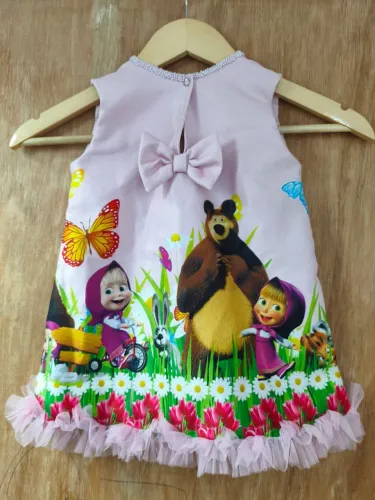 Vestido TRAPÉZIO INFANTIL MACHA E O URSO