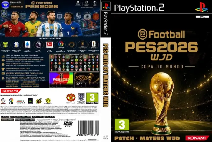 PES eFootball? WJD COPA DO MUNDO 2026 DVD PS2 + CAPA DVD TRANSPARENTE - Lançamento!