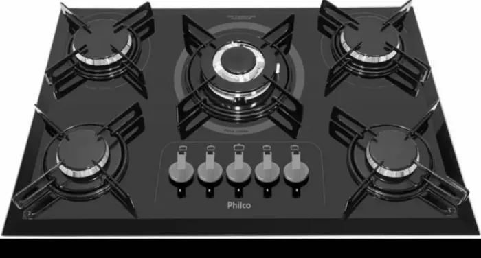 Cooktop Philco 5 bocas de vidro preto