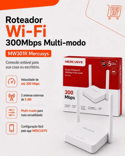 Roteador Wi-Fi 300Mbps Multi-modo MW301R Mercusys
