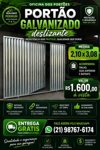 Portão de ferro galvanizado para garagem direto da fábrica 