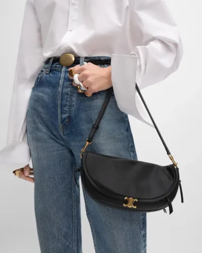 Bolsa de couro Legítimo preto com qualidade italiana modelo Celine paris 