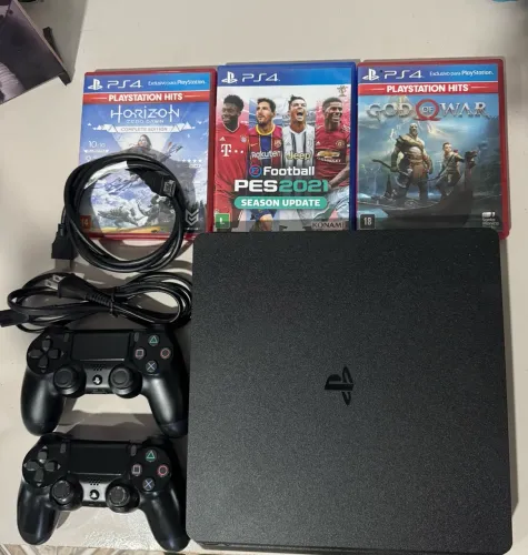 PS4 PlayStation 4 Slim - 1TB + 2 controles (Aceito Cartões).