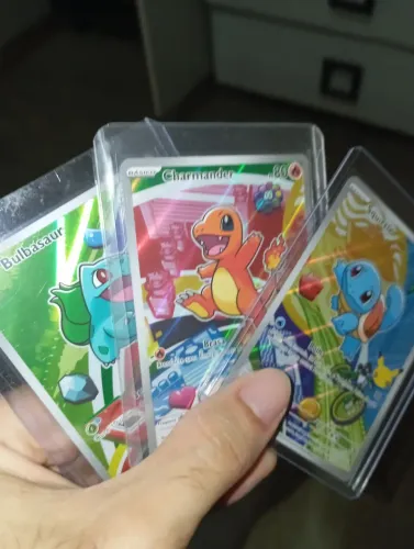Carta Pokémon Coleção ilustração parceiro inicial Trio Kanto Charmander bulbasaur squirtle