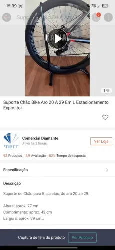 Suporte bicicleta Aro 20 ao 29