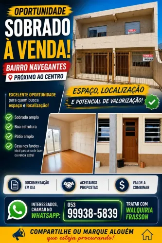 BARBADA VENDO SOBRADO AMPLO BAIRRO NAVEGANTES
