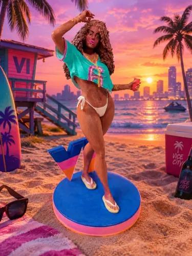 Action Figure GTA VI Vice City Beach - Estátua Colecionável 3D