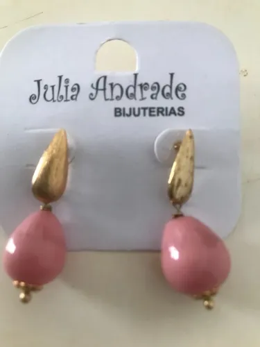 Brinco Rosa E Dourado Da Marca Julia Andrade Bijuterias