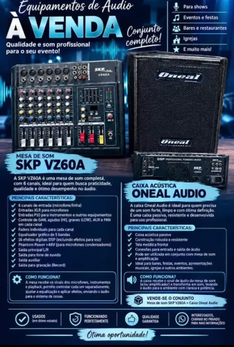 Vendo mesa de som SKP VZ60 A 6 canais /caixa de som acústico Aneal áudio Passiva