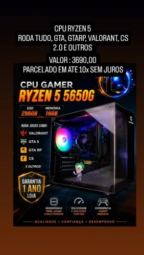 CPU GAMER RYZEN 16 GB, SOMOS LOJA