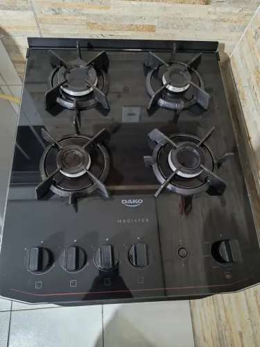 Fogão Dako 4 Bocas Magister Mesa de Vidro Acendimento Automático Bivolt Preto
