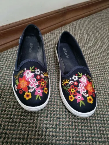 sapatilha liberte slip-on bordado floral 38