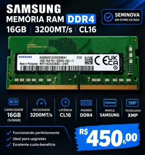 MEMÓRIA RAM SAMSUNG 16GB DDR4