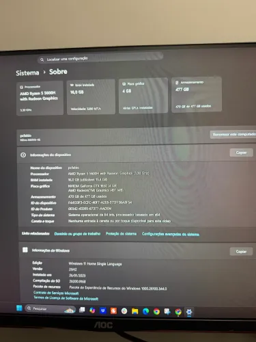 Acer Nitro 5 Gamer Ryzen 5 5600H + GTX 1650 + 16GB RAM + SSD 512GB