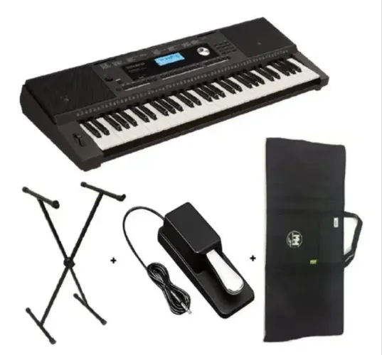Teclado Roland Arranjador Ex20a + Kit Capa Suporte E Pedal