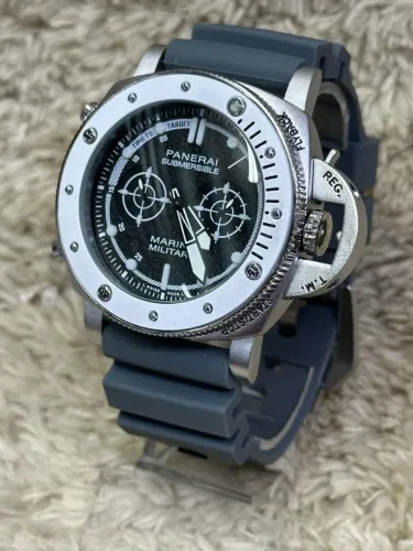 Relógio Estilo Submersible Chronograph - Catraca Giratória e Vidro Cristal