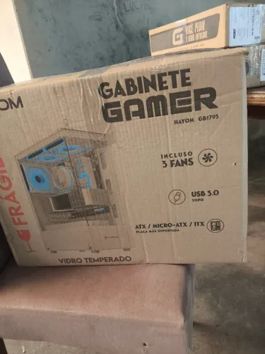 Gabinete Gamer Hayom Branco ATX Mid Tower Vidro 3 Fans RGB Modelo GB1793