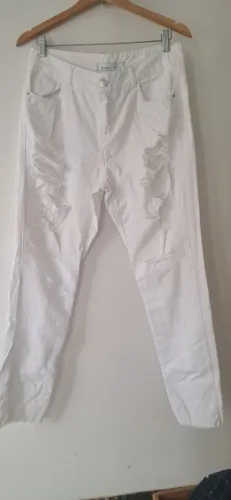 Calça Jeans Branca Destroyed Tam:42 Vzzy Woman