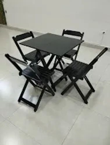 Conjunto Jogo De Mesa 70x70 C/4 Cadeiras Envernizado