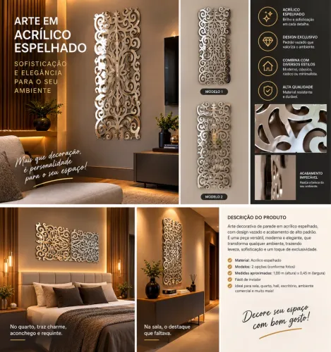 ARTE DECORATIVA EM ACRÍLICO ESPELHADO