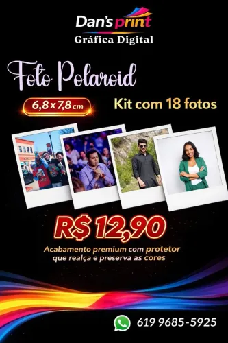 Kit com 18 fotos polaroid premium 