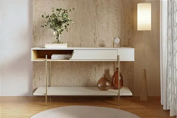 APARADOR SERENA OFF WHITE DESIGN INDUSTRIAL MODERNO r98