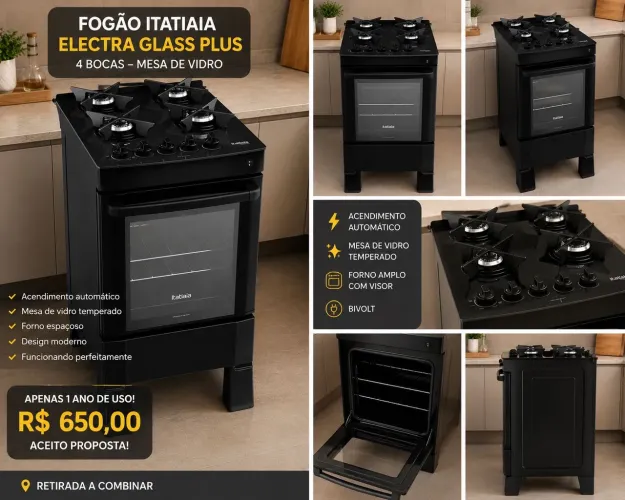 Vendo Fogão 4 bocas - 1 ano de uso (novo)