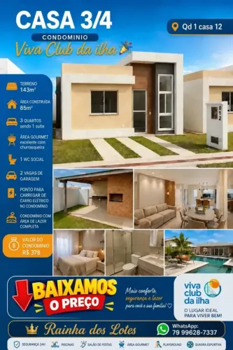 Casa na barra dos coqueiros - condominio Viva Club da ilha - RAINHA DOS LOTES