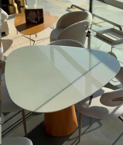 Mesa de Jantar Organica Tampo Vidro 120cm Entrega Rápida