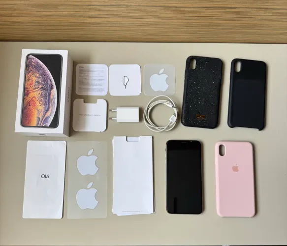 iPhone XS Max 256GB Dourado + acessórios