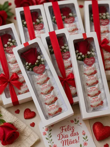 Caixa Presenteável Dia das Mães (Rosa + Ferrero/Raffaello)