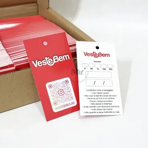 1000 tags personalizadas 9x5 cm para roupas e bijuterias 