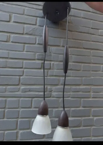 Lustre pendente acabamento madeira 75 cm