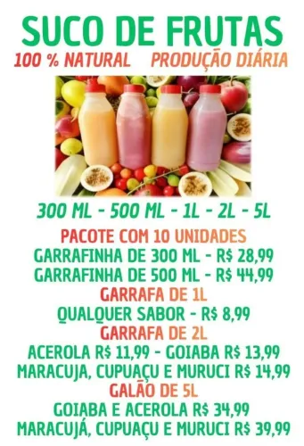 Suco de Frutas 100% Natural - Produção Diária