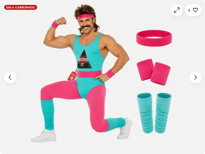 Fato de instrutor de fitness masculino aFato de instrutor de fitness masculino anos 80 adu