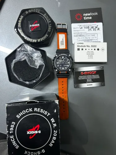     G-Shock GA-900C Pulseira Nylon Laranja Original Completo
