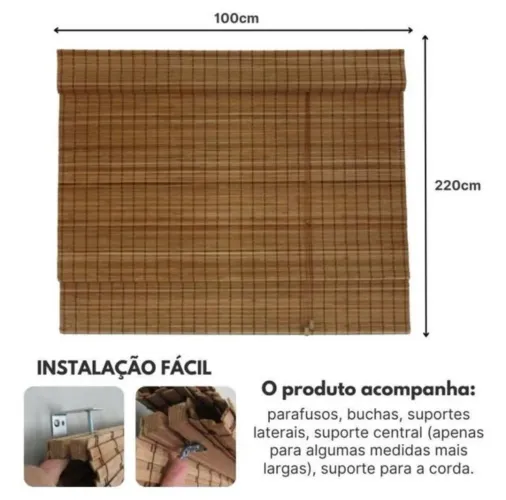 Persiana de bambu Metragem: 100x 220
