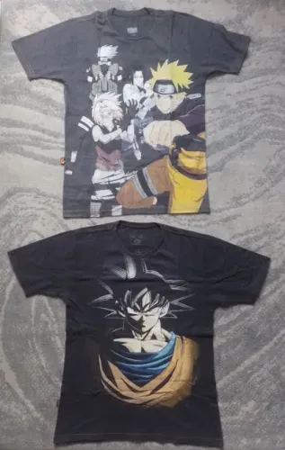 Kit 2 camisetas Naruto e Goku