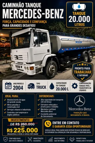 Venda de caminhão pipa 20mil litros