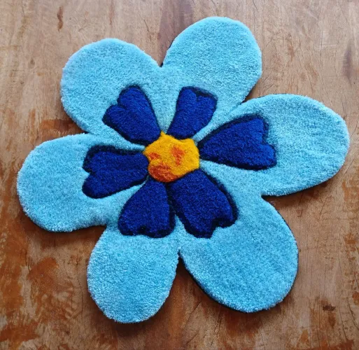 Tapete Flor Azul Tufting