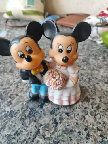 Boné os vinil antigos Mickey e Minnie casamento