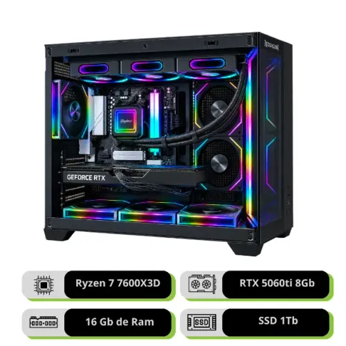 Pc Gamer Avançado Ryzen 7600X3D + Rtx 5060ti - Produto novo (Loja Física)